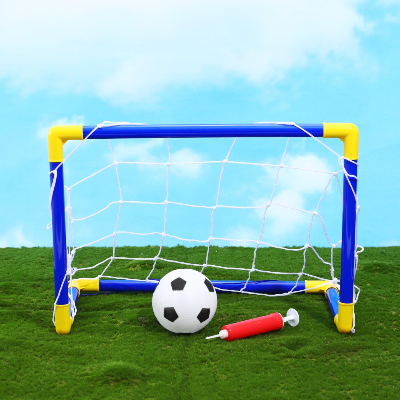 Kisangel Mini Soccer Goal Set for Kids 8-12 Indoor Outdoor Foldable Football Goal Door Lightweight Plastic Soccer Net for Backyard Training and Family Sports 12.5X17.6X9.9 Inches