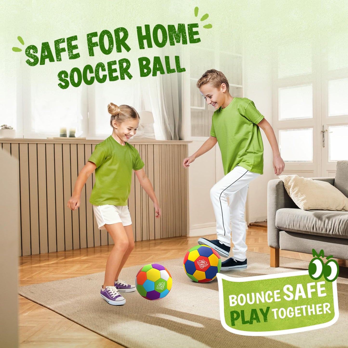 HopeRock Indoor Soccer Ball, Size 4 Soft Foam for Toddlers and Kids, Silent in House, for Youth Boys and Girls Aged 3-12 Years Old