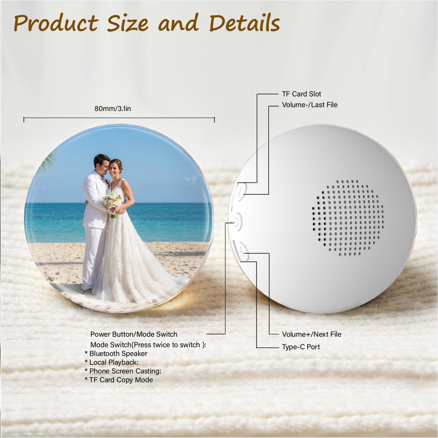 Memory Orb Video Player, 3.15’’ Crystal Memory Sphere Ball, Rechargeable 3D Memory Pearl Video&Photo&Music Player, No App/WiFi, 16GB Digital Frame for Anniversary, Birthday, Wedding, Pet Memorial