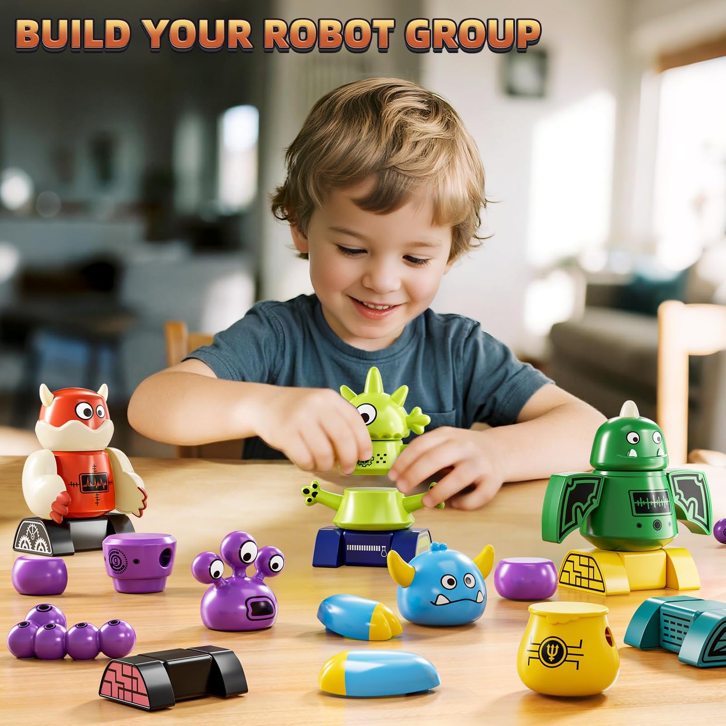 KIZONLY Magnets Robot Building Toys for Kids Ages 3-5 4-8, 36 PCS Monsters Robot Building Blocks Set with Storage Box, Creative Learning Christmas Birthday Gifts Toys for Boys Girls Ages 2-12