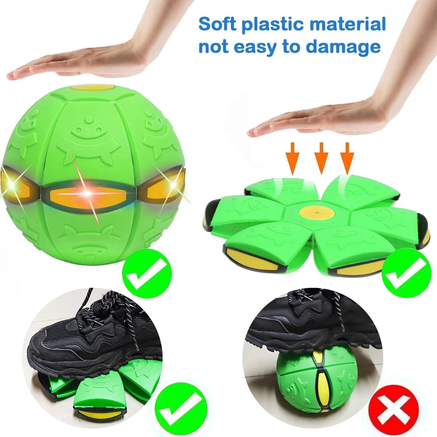 Changexinyue 2pc 2-in-1 Dual Form Freely Switchable Magic Bouncing Ball Toy with Six Light Suitable for Indoor & Outdoor