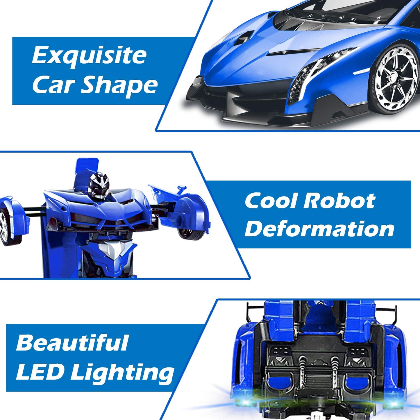 Remote Control Car - Transform Robot Toys for Boys Teens, Rechargeable RC Car with Lights, 2.4Ghz RC Car 1:18 Rechargeable 360° Rotating Race Transform Car Birthday Christmas Gifts for Kids