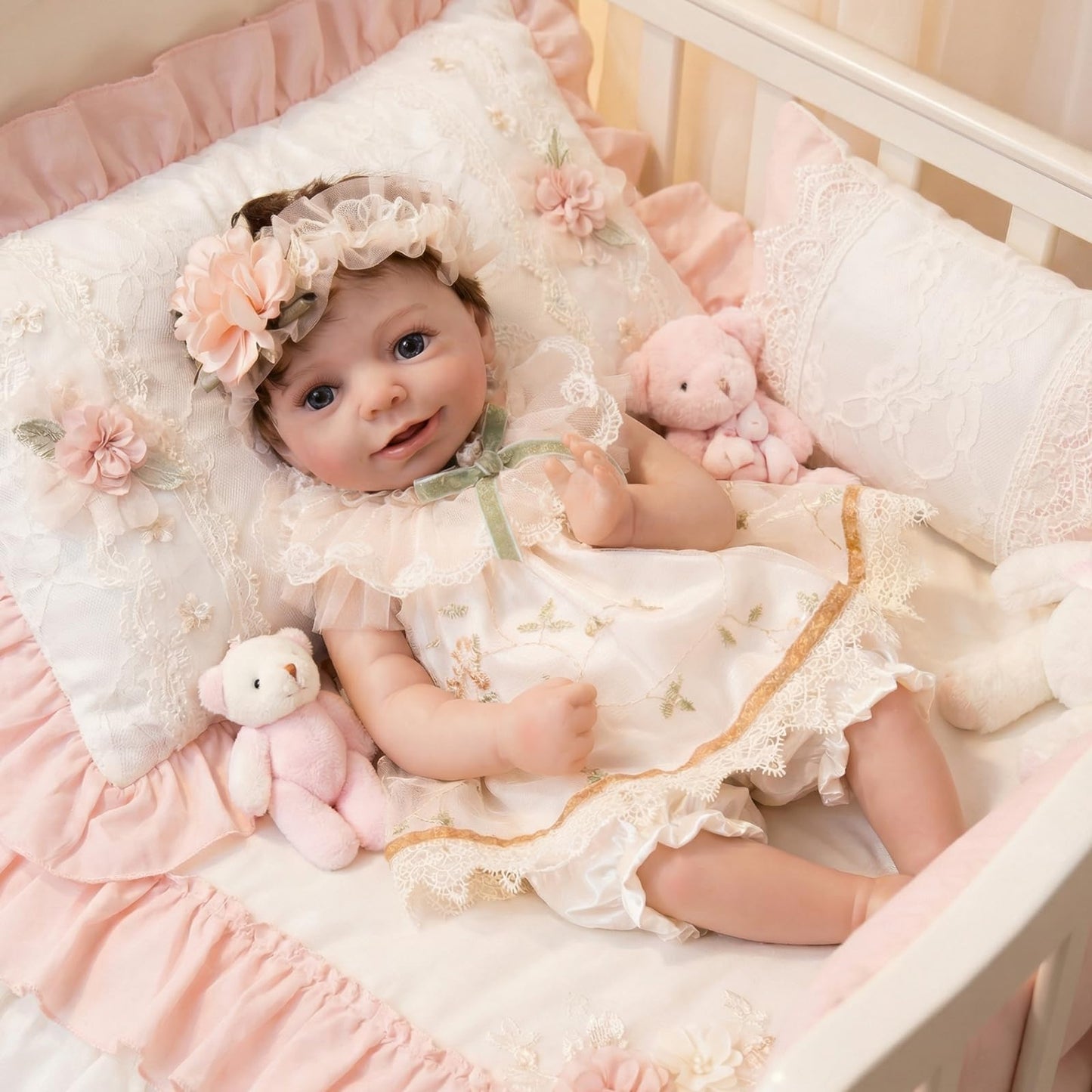 Vvioxiu Lifelike Reborn Baby Dolls, 20 inch Realistic Cute Soft Vinyl Realistic Newborn Baby Doll Poseable Real Life Baby Dolls with Accessories for 3+ Years Old Gifts