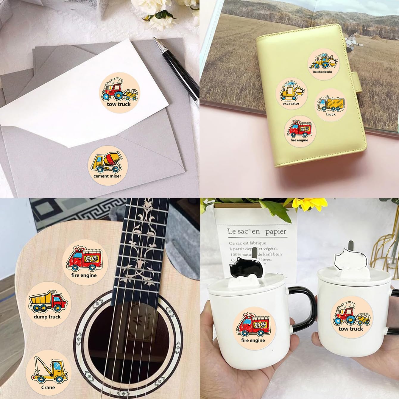 1000PCS Cartoon Transportation Sticker Car Bus Truck Airplane Construction Vehicle Sticker Kindergarten Rewards Stickers Roll Teaching Training Potty Stickers (Truck)