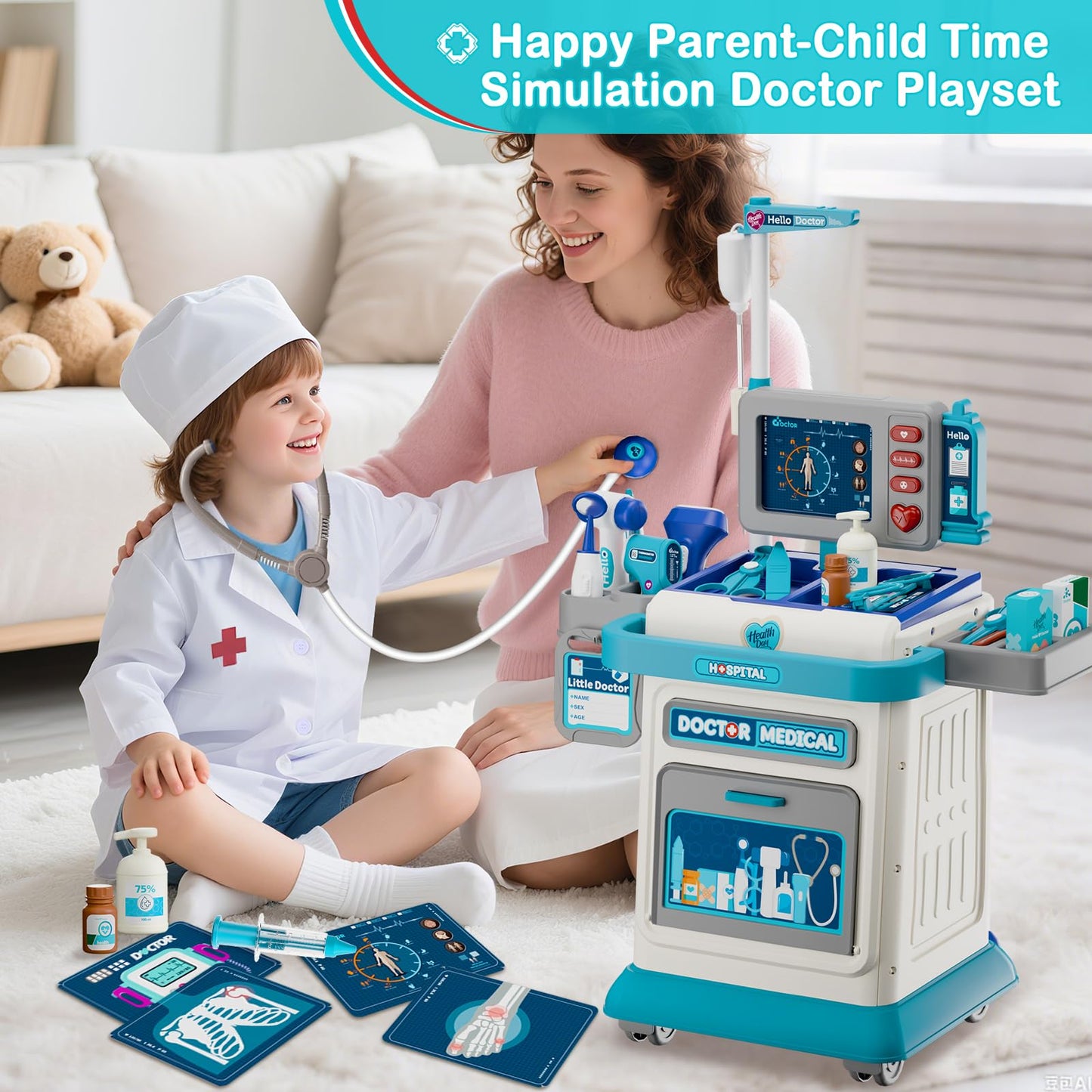 AuroTops Doctor Kit for Toddlers 3-5, 26 Pcs Doctor Play Set for Kids Ages 3-8,Role Play Toy Medical Cart Doctor Toys Educational Toys for Boys & Girls Birthday Gifts