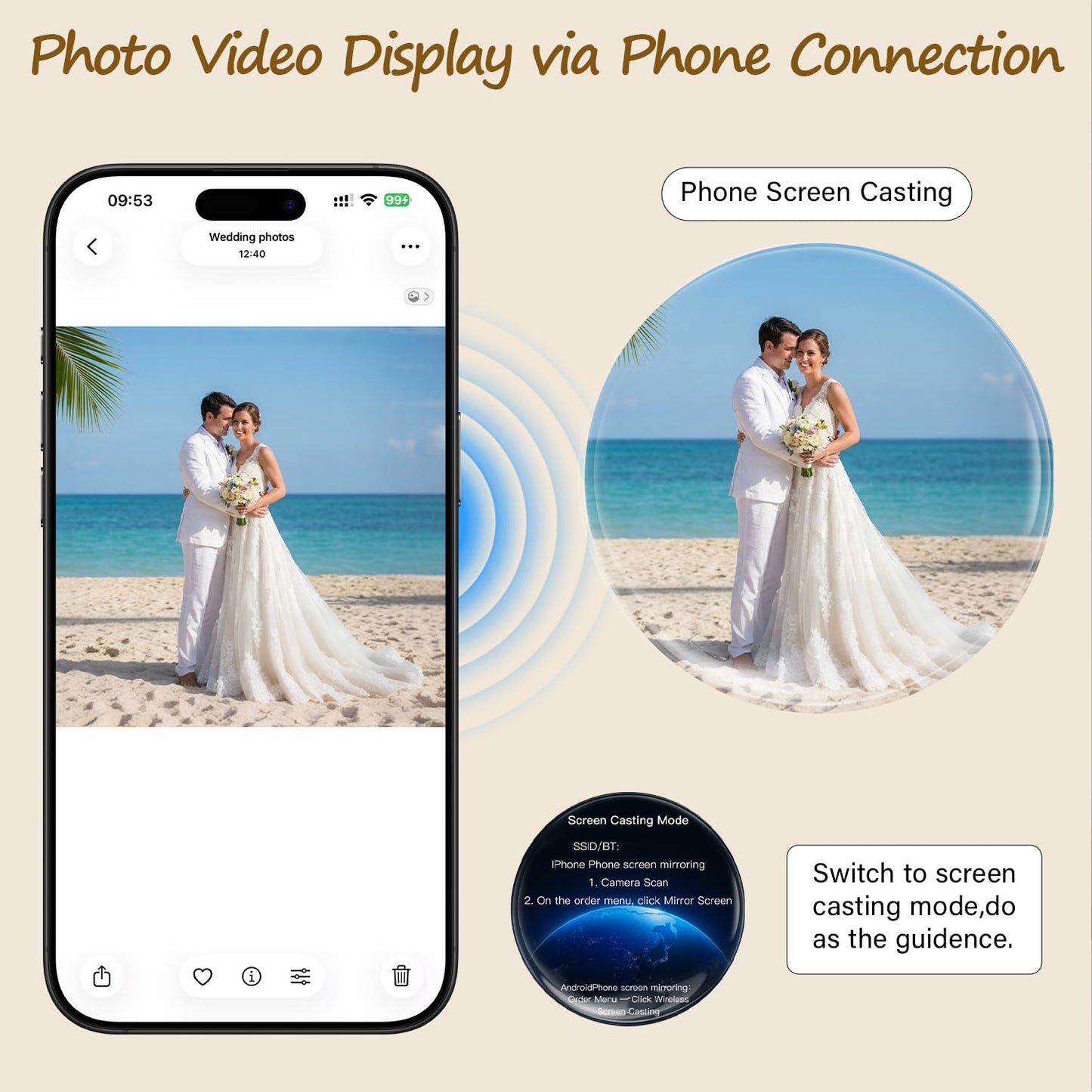 Memory Orb Video Player, 3.15’’ Crystal Memory Sphere Ball, Rechargeable 3D Memory Pearl Video&Photo&Music Player, No App/WiFi, 16GB Digital Frame for Anniversary, Birthday, Wedding, Pet Memorial