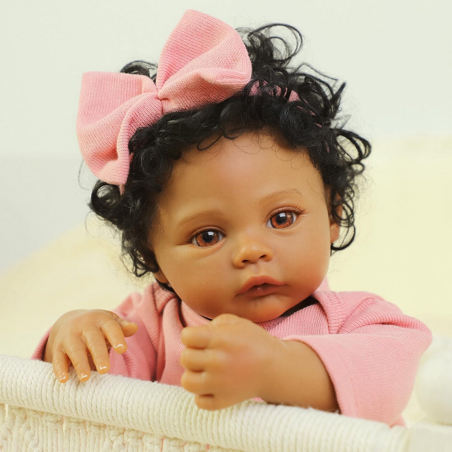 WOOROY Reborn Baby Doll Black Girl, 18 Inch Realistic African American Newborn Real Life Baby Doll, Handmade Realistic Vinyl Lifelike Baby Doll with Clothes for Kids and Collectors