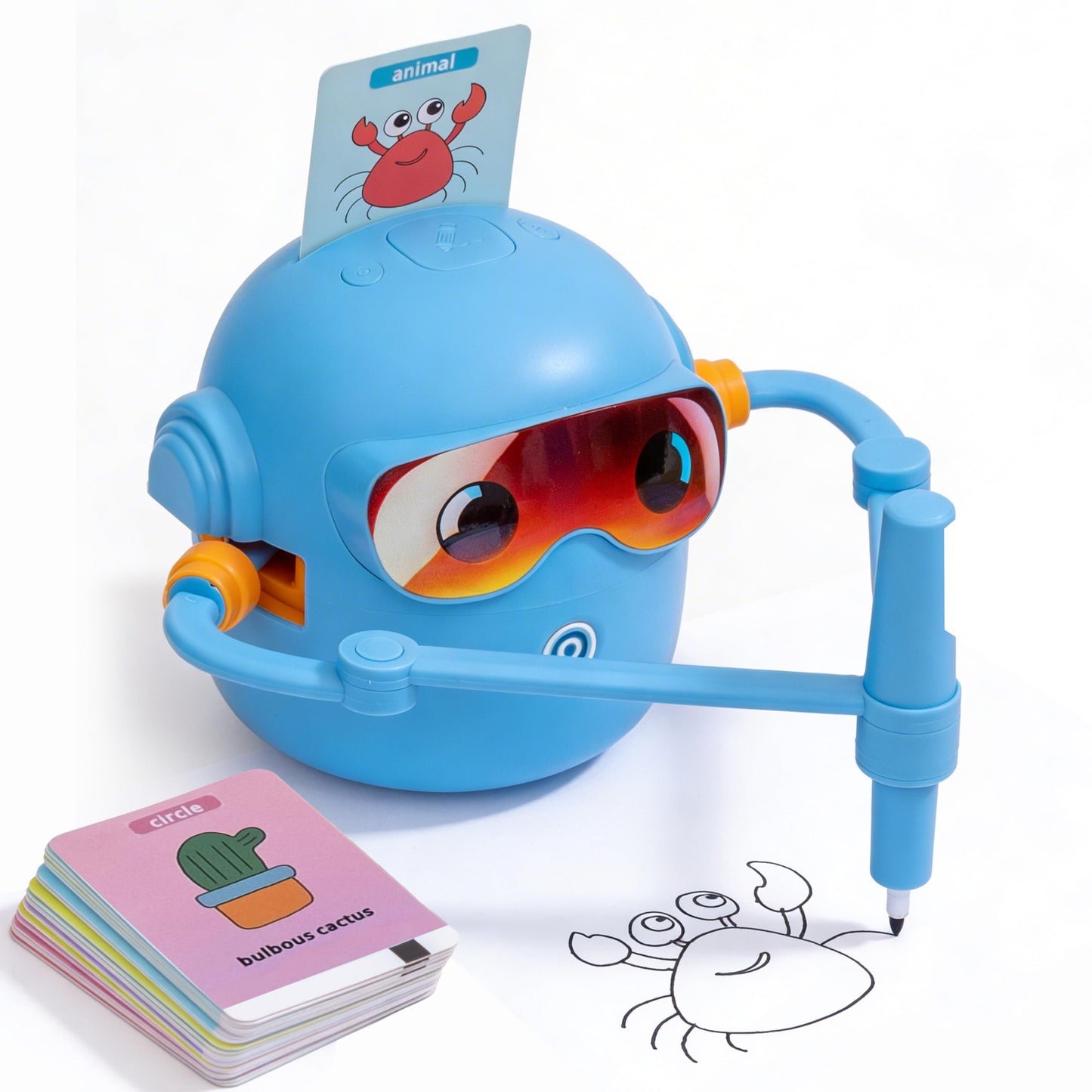 Drawing Robot for Kids – Rechargeable Automatic Robot with Motorized Arm, 100 Unique Drawing Cards & 16 Pens – Screen-Free STEM Toy with Music & Lights Ages 3+