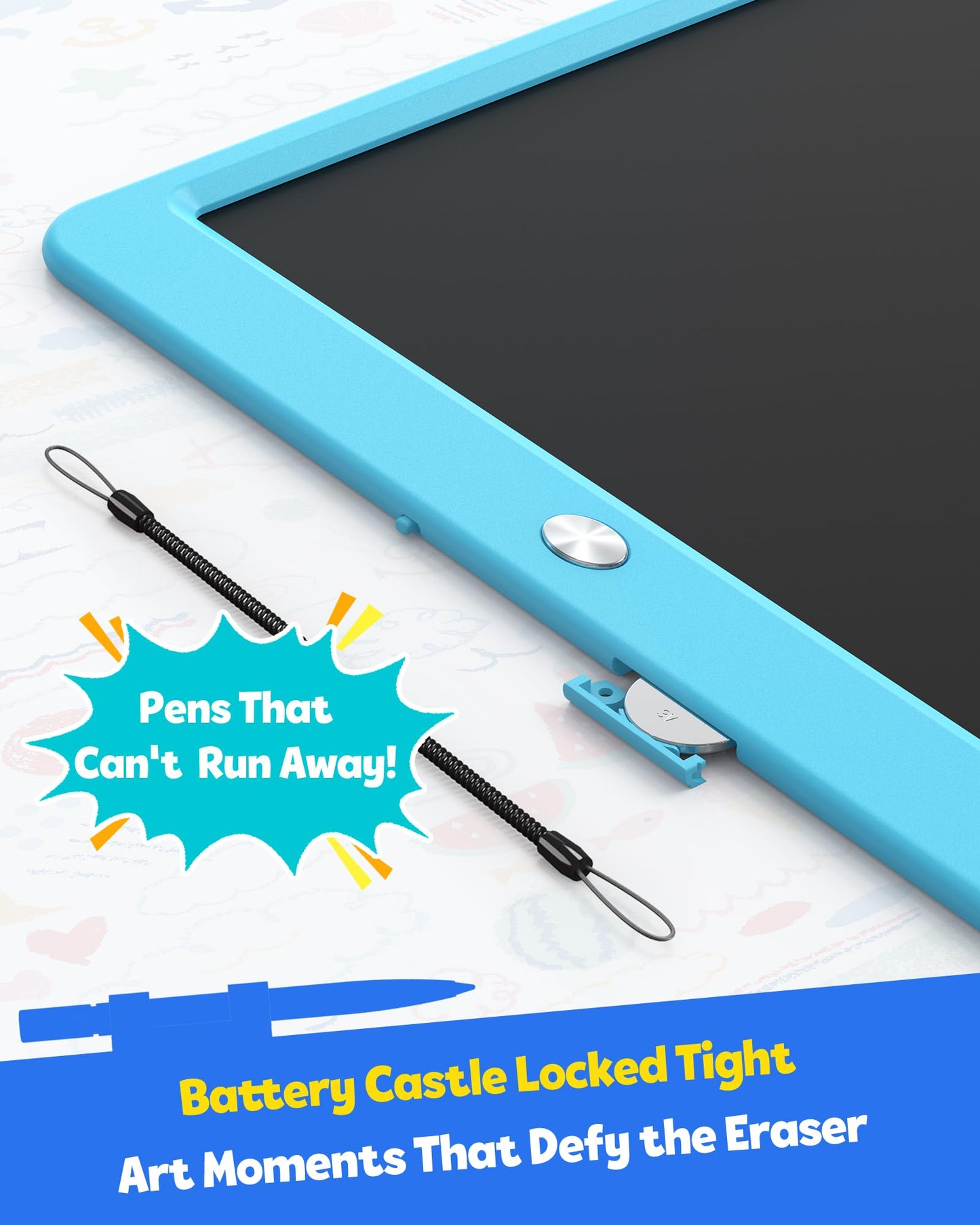 TEKFUN 12 Inch LCD Writing Tablet for Kids, Coloring Drawing Pad, Mess Free Doodle Board, Airplane Travel Toys for Boys and Toddlers, Road Trip Essentials, Gifts for 3 4 5 6 7 8 Year Old Girls(Blue)