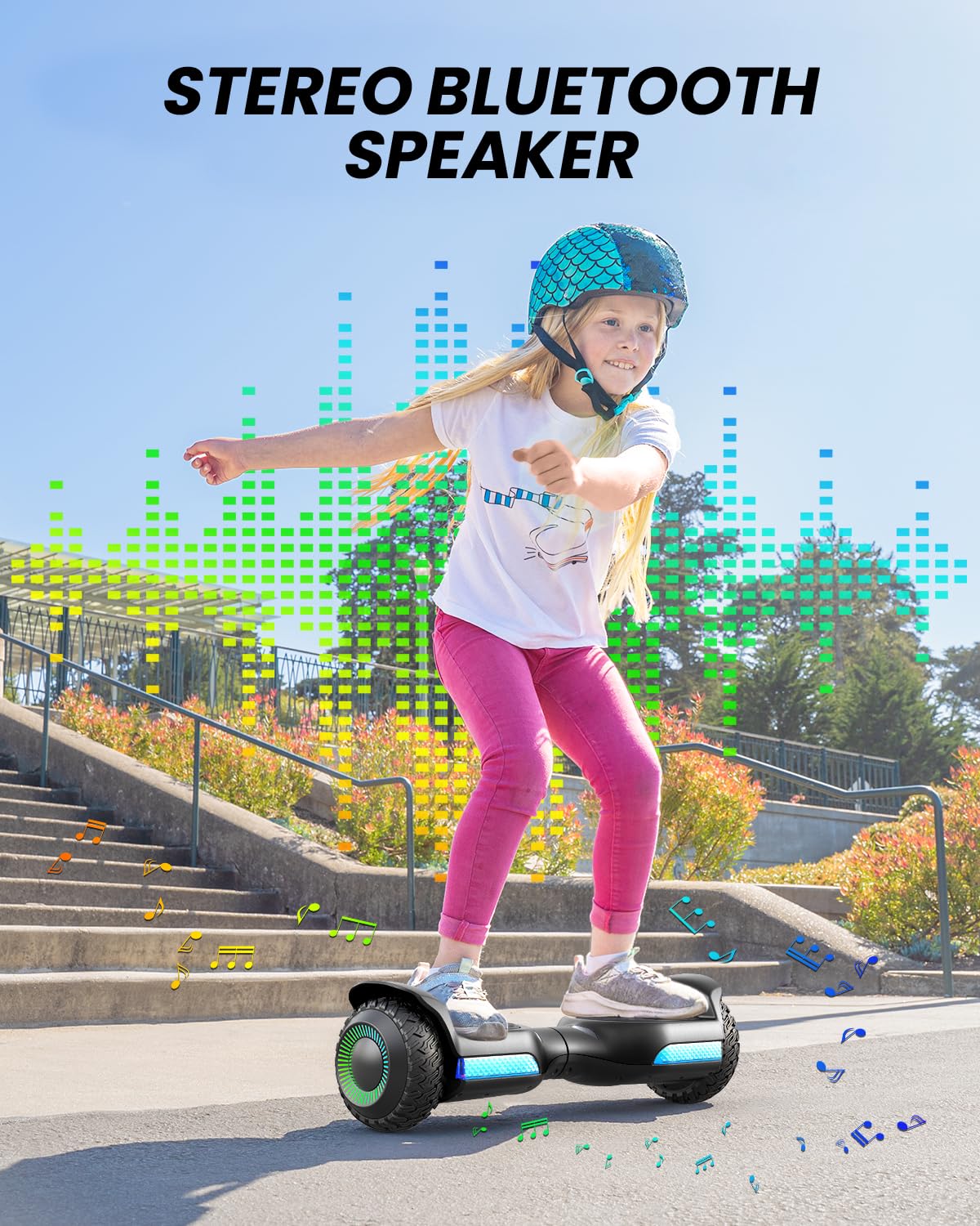 Gyroor Self Balancing Scooter New G13 All Terrain Balancing Scooter with LED Lights, Self Balancing Off Road with Bluetooth for Kids ages 6-12 and Adults-Black