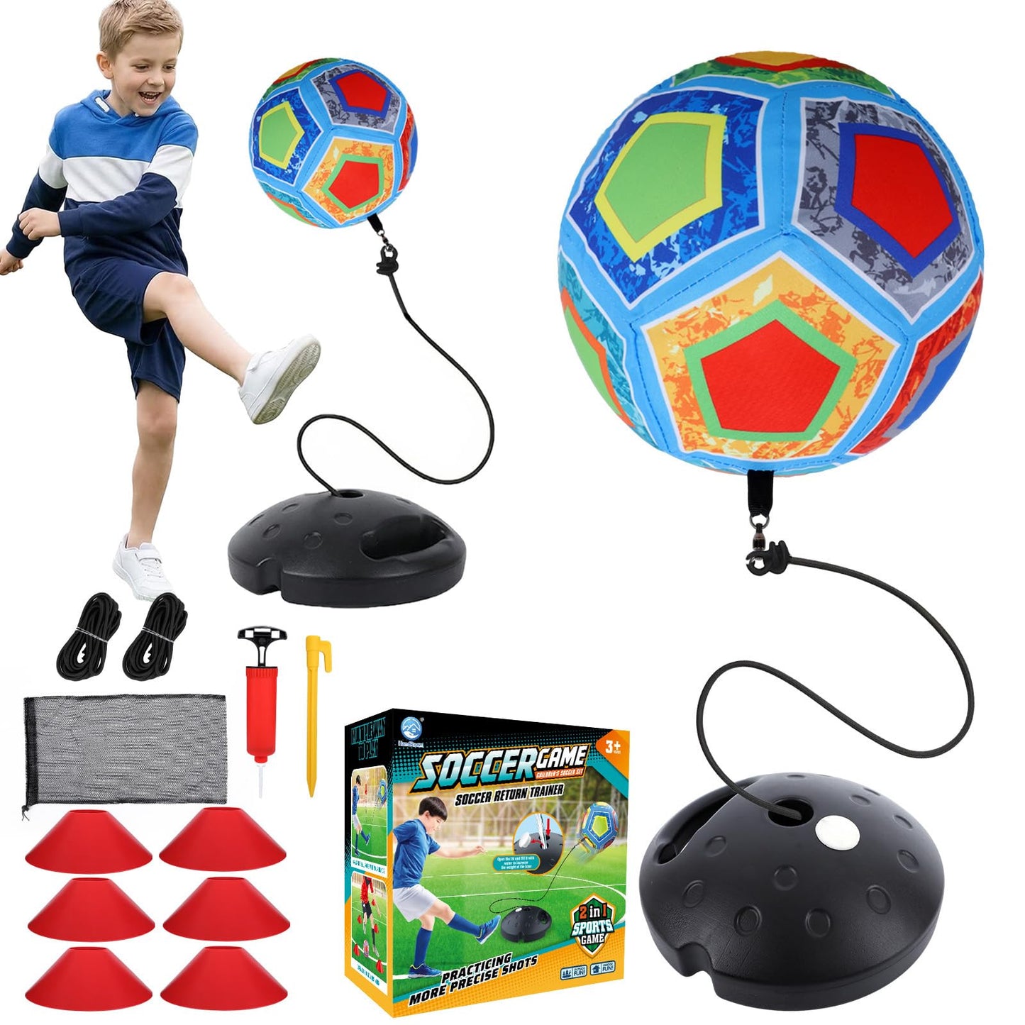 COUOMOXA Sports Soccer Toys for Kids: Interactive Soccer Toy with Rebound - Soccer Gift for 3 4 5 6 7 8-12 Year Old Boys Backyard Indoor 2-in-1 Football Games - Birthday Gifts for Ages 3-12