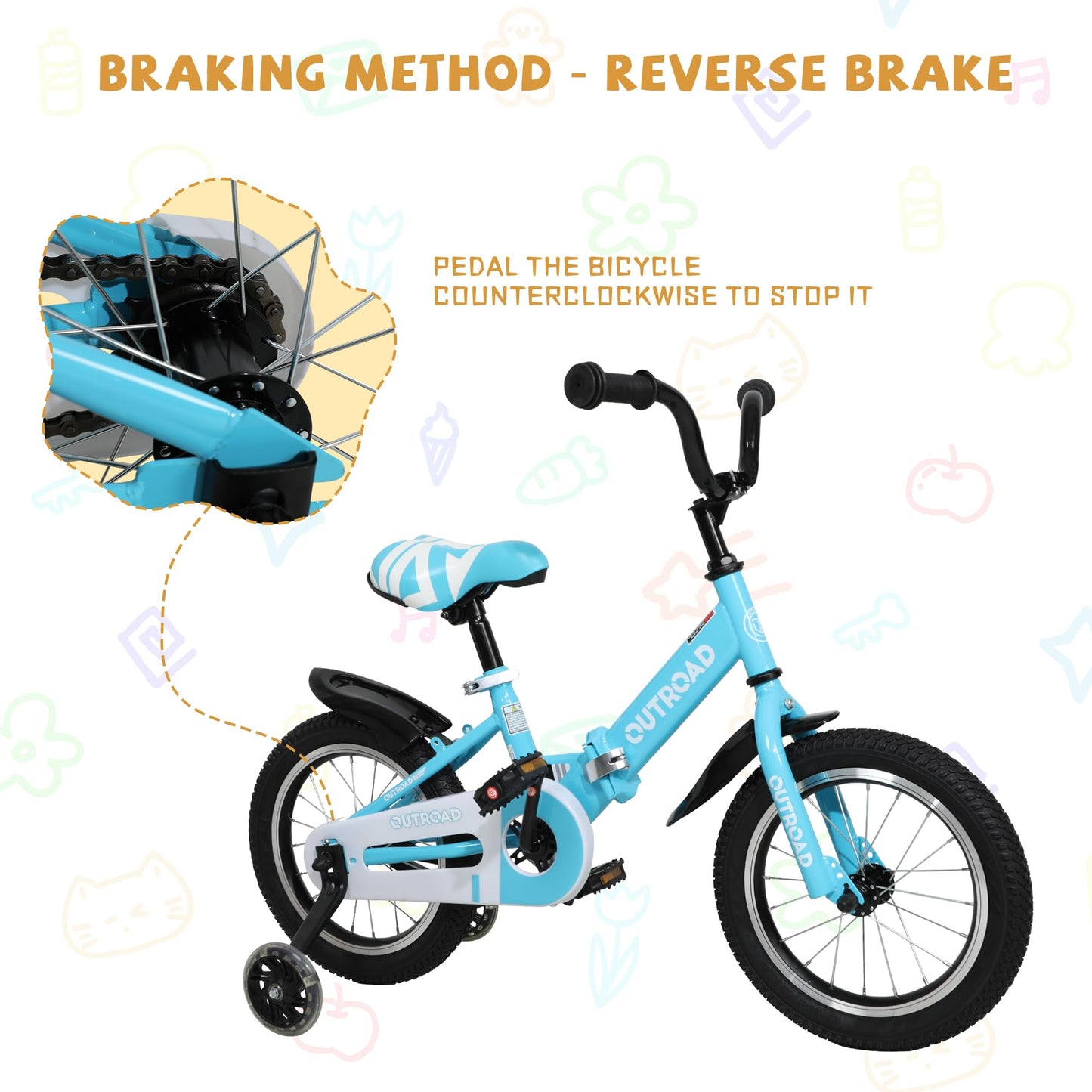 Max4out Folding Kids Bike for 3-9 Years Old Boys and Girls 14/16/18 Inch Foldable Kids' Toddler Bicycles with Flash Lighting Training Wheels and Dual Handbrakes, Baby Bike-14 Blue