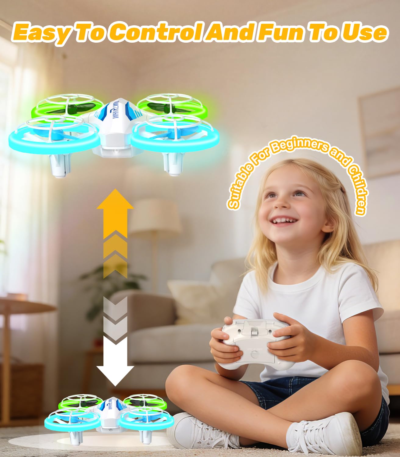 TURNRISE Mini Drone for Kids & Beginners- Kids Drone Mini Flying Toy with 360° Flips, LED Lights, 3 Batteries, 27 Mins Flight Time, One Key Takeoff Indoor Drones Mini RC Drones Gift for Boys and Girls
