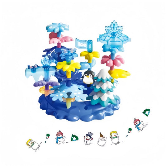 PSDVAYI Toys for 3 4 5 6 Years Old Toddlers, Snow Garden Stacking Toys,40 PCS DIY Building Blocks, STEM Educational Preschool Kindergarten Toy, Christmas Birthday Easter Gift with Storage Bag