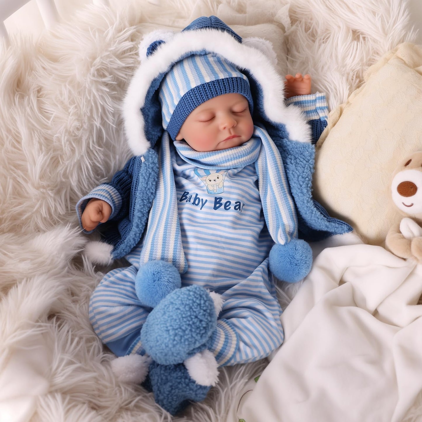 BABESIDE Lifelike Reborn Baby Dolls Boy, 20 Inch Realistic Real Life Baby Poseable Newborn Doll Boy Soft Vinyl and Cloth Body Baby Dolls with Clothes and Toy Gift for Kids Age 3+