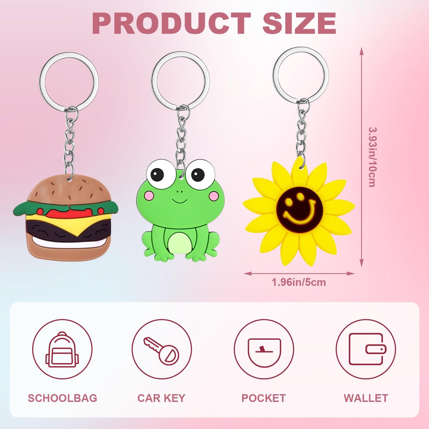 XITDW 30/50pcs Large size thicken Cute Bulk Keychains,Non-Repeat Cartoon Key Chains Backpack Charms for Classroom Prizes Students Incentives Holiday Gifts Party Favors