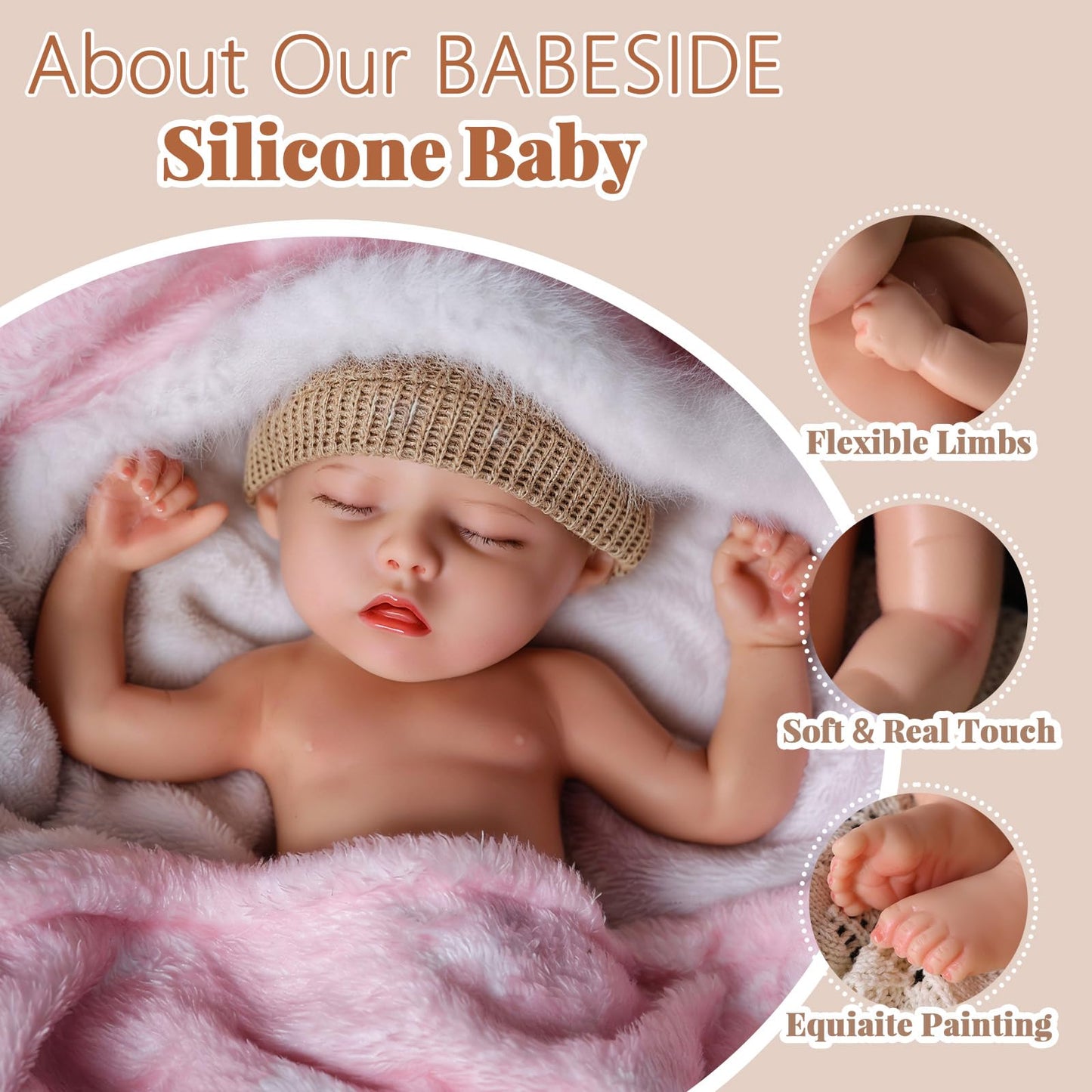 BABESIDE Reborn Baby Dolls Full Body Silicone, 12 Inch Lifelike Weighted Silicone Baby Doll Girl Realistic Newborn Real Life Baby Dolls Girl with Accessories for Kids 3+ & Collectors.