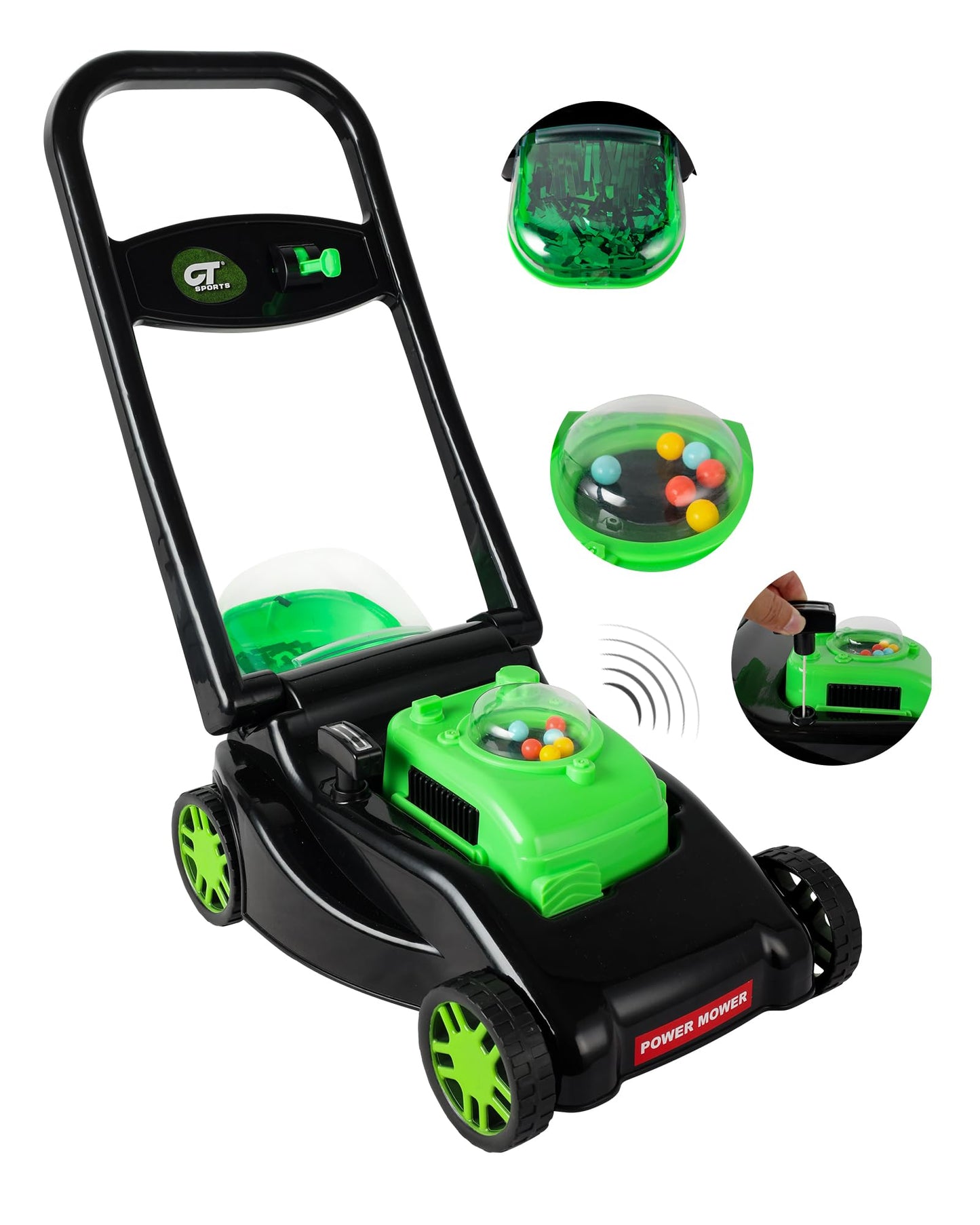 Kids Lawn Mower with Realistic Grass-Cutting Action and Sounds – No Batteries Required | Fun Outdoor Push Toy, Birthday Gift & Holiday Present for 3, 4, 5, 6Year Old Boys and Girls (Black)