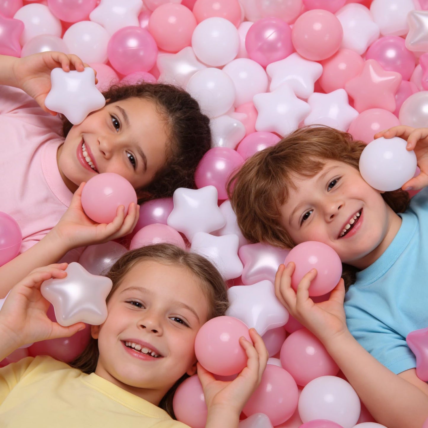 Heopeis Star Ball Pit Balls for Toddlers - 100 200 500 Pack Phthalate & BPA Free Plastic Toy Balls for Kids, Ball Pool Play Tent, Baby Kiddie Pool Water Toys, Party Decoration