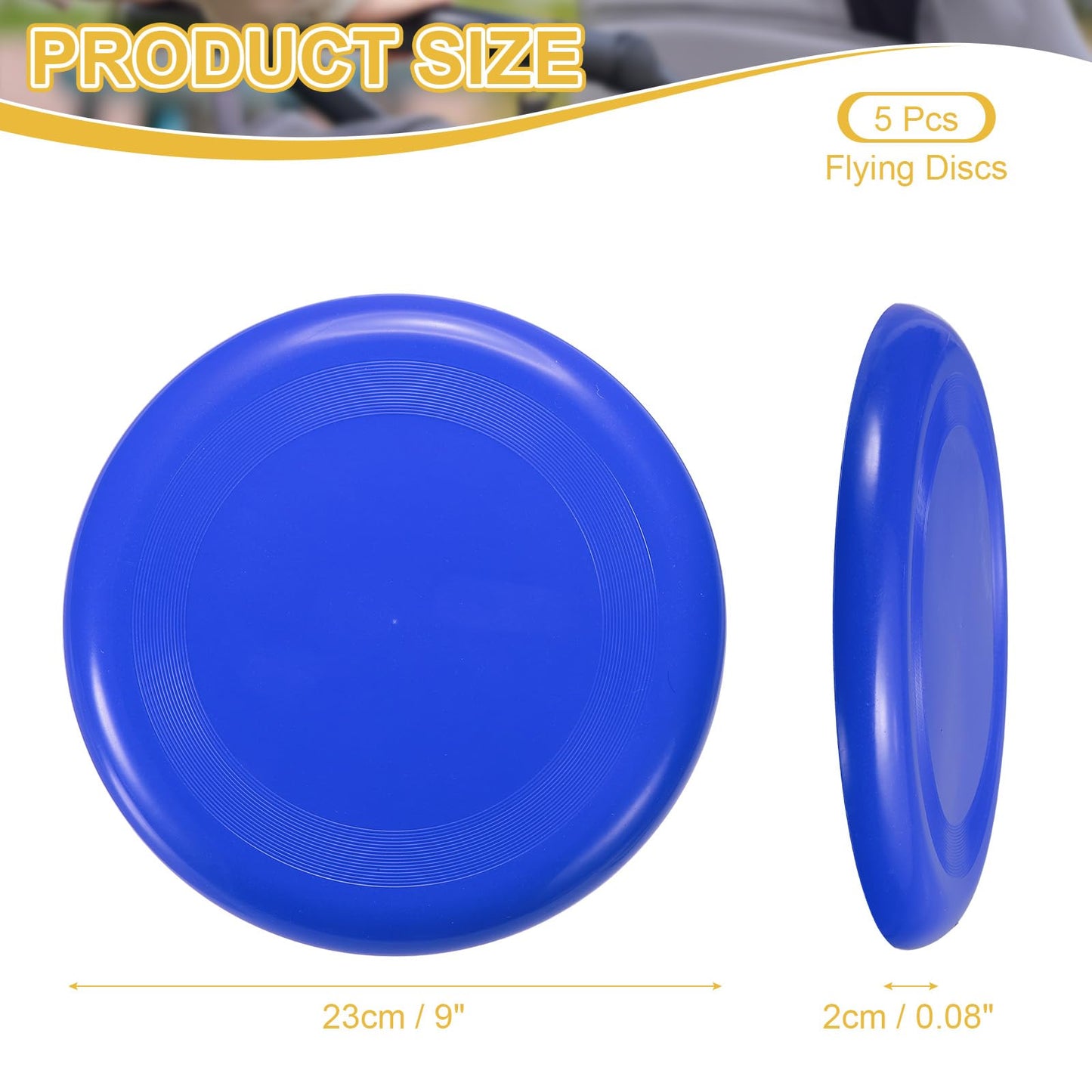 PATIKIL Flying Disc 9 Inch, 5 Pack Colorful Plastic Flying Disk Flyer for Outdoor Sports Training Playing Lawn Game, Blue