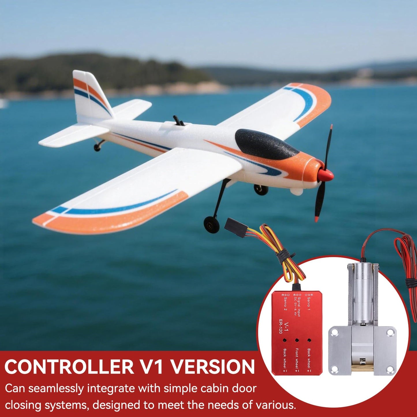 equlup JP Hobby ER-120 Electric Retractable Landing Gear, 27x80x22mm/1.1x3.1x0.9in Alloy Electric Retractable Controller for Fixed Wing Aircraft RC Accessory (Retractable Base + Controller)