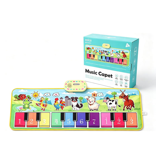 Toddler Toys Farm Animals Piano Mat, Baby Musical Floor Carpet Play mat for Kids,Sensory Educational Learning Dancing Keyboard,Touch Blanket Xmas Christmas Birthday Gift for 1-5 Year Old Girl boy
