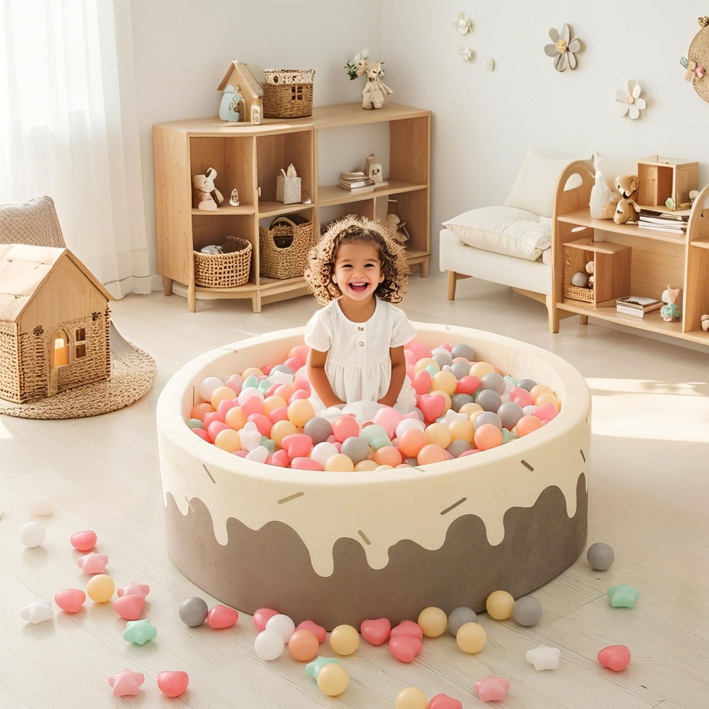 GOGOSO Ball Pit Balls,Plastics Balls for Ball Pit, Stars Hearts Shape for PastelBall for Toddlers Kids，6 Mix Colors, 1000pcs