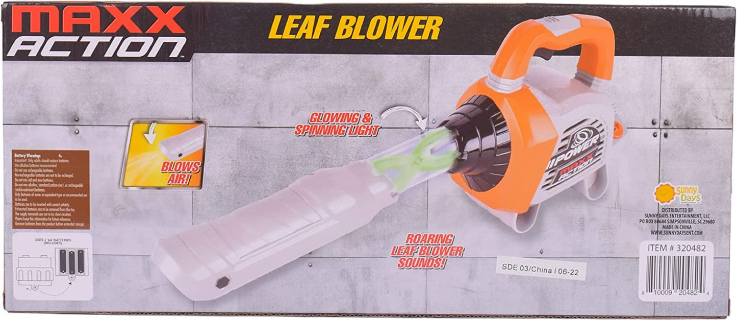 Sunny Days Entertainment Leaf Blower Toy for Kids – Pretend Construction Tool with Lights and Sounds – Maxx Action