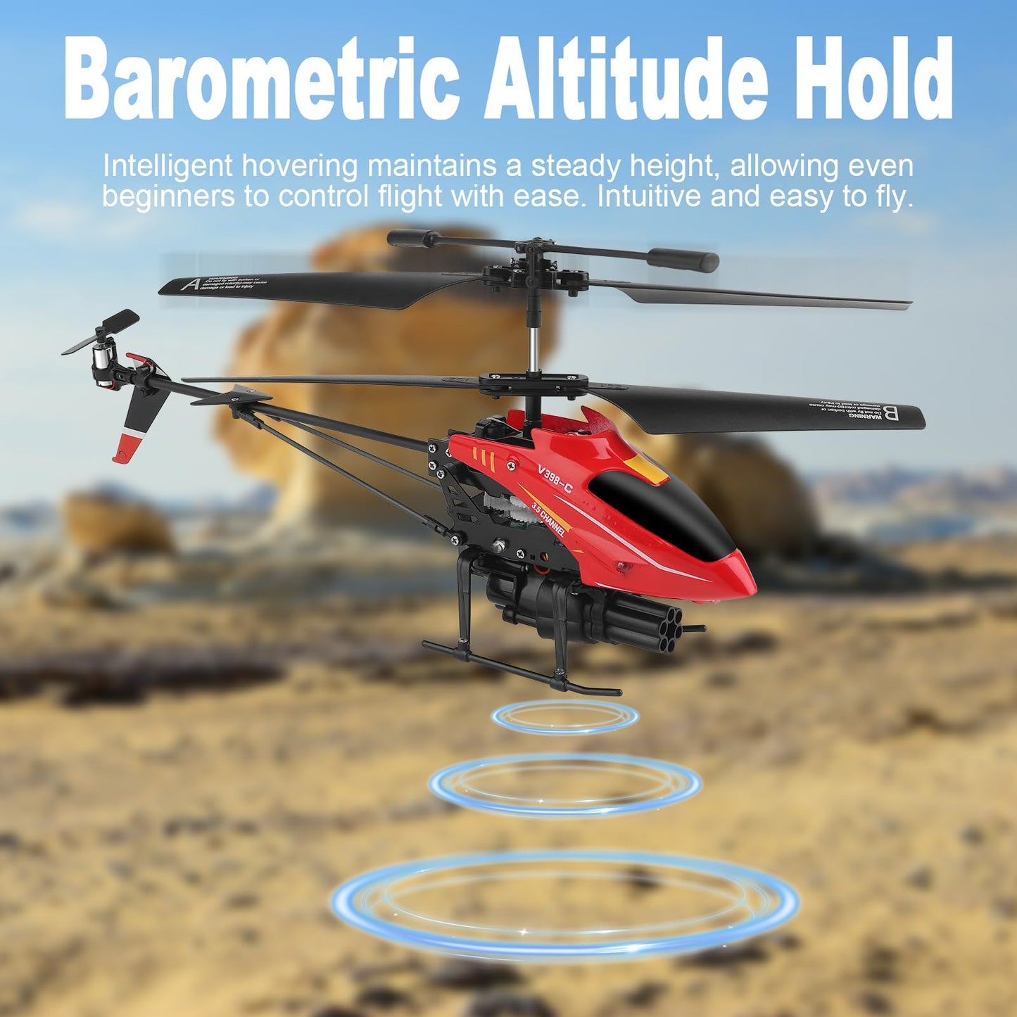 GoolRC Remote Control Helicopter, WLtoys V398-C 3.5 Channel RC Helicopter with 6-Axis Gyroscope, Altitude Hold, LED Light, Simulate Firing, 2.4GHz Flying Toys for Beginners