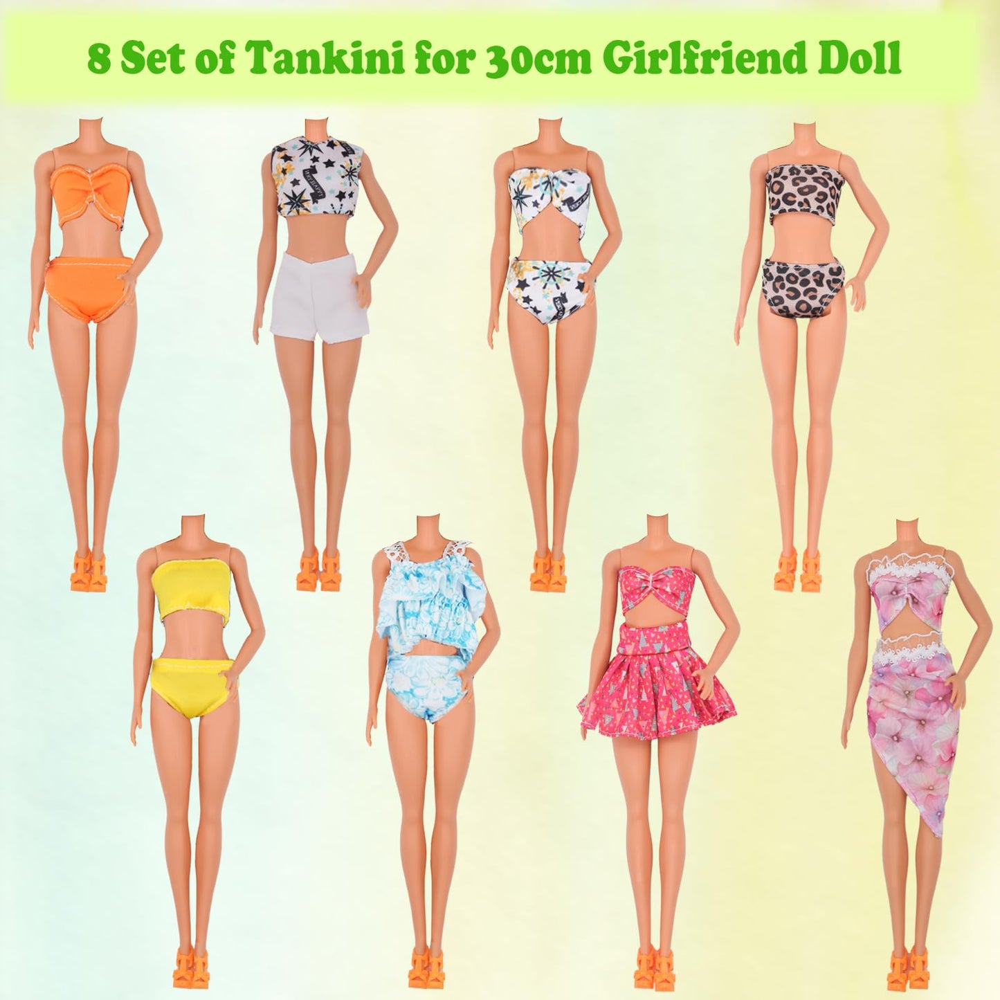 EuTengHao 36Pcs Girl Dolls Clothes Swimsuit Bikini for 11.5 inch Girl Dolls, Doll Bikini and Accessories with Diving Swimming Set Lifebuoys Beach Chair Skateboard Dolphins