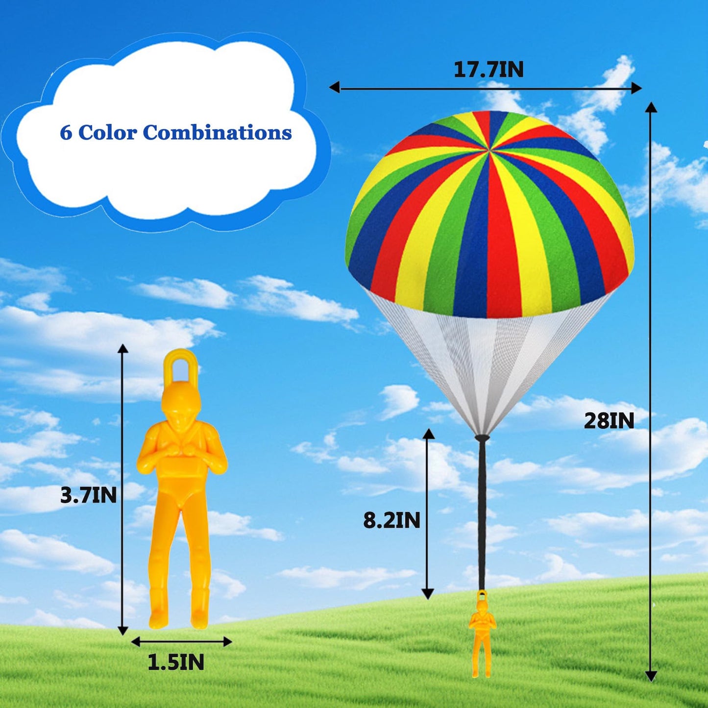 utosday Parachute Toy Easter Eggs Outdoor Flying Parachute for Kid, Throwing Children's Flying Toys with Small Figures, Easter Basket Stuffers Top Indoor Hand Throw Soliders for 3-12 Year Old (10PCS)