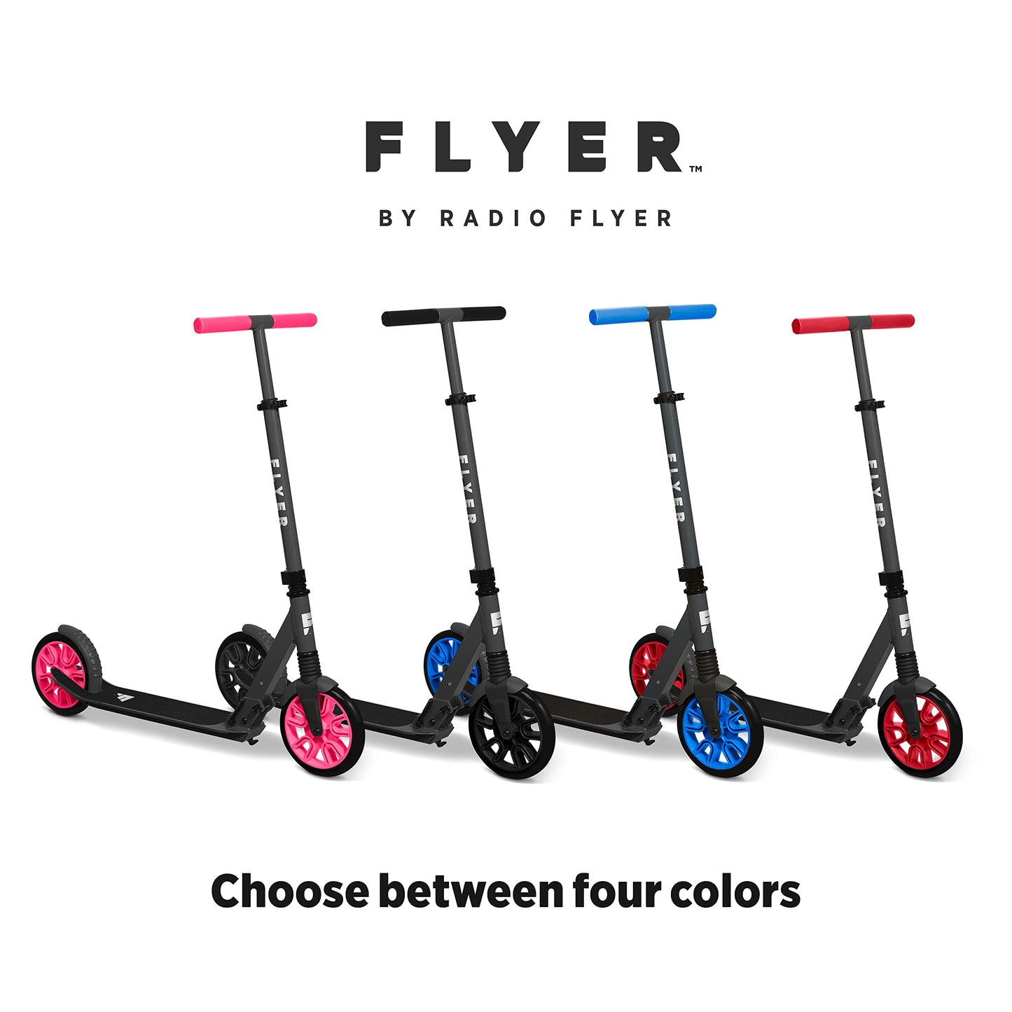 Flyer Kickstart Max, Radio Flyer Kick Scooter, Adjustable Handlebars & Foldable, Blue Scooter 8+ Years, and up to 220 lbs