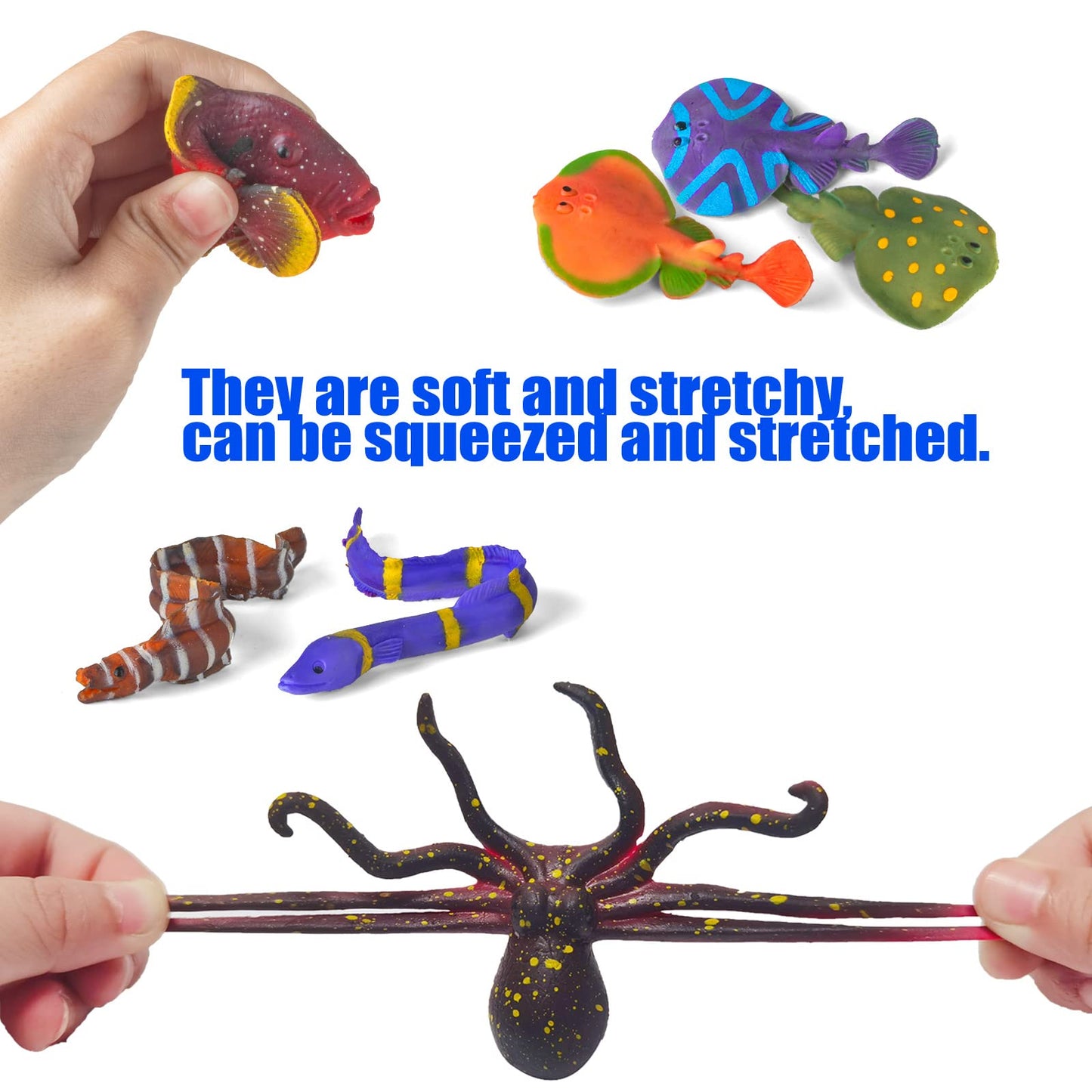 12 Pack Color Changing Sea Animal Toys,Change Color Ocean Animals Figures,Mold Free Bath Toys for Toddlers Kids,Water Table Toys,Rubber Floating Fish Toys for Themed Party Supplies,Goodie Bags Fillers