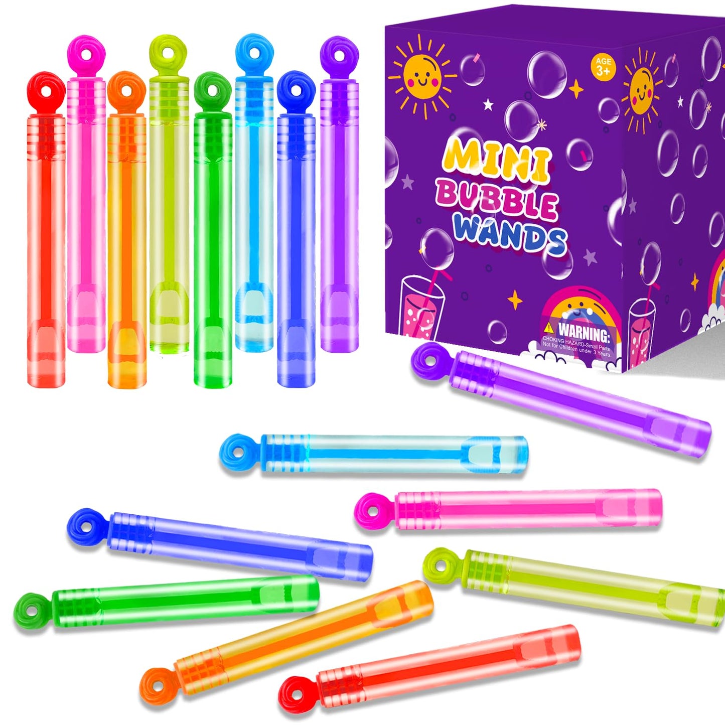 Bulk Neon Mini Bubbles Party Favors for Kids 100 Pack, Small Non Candy Treat Goodie Bag Stuffer Toys Gifts Bulk for Toddler, End of Year School Classroom Carnival Prize for Fourth of July Parade Throw
