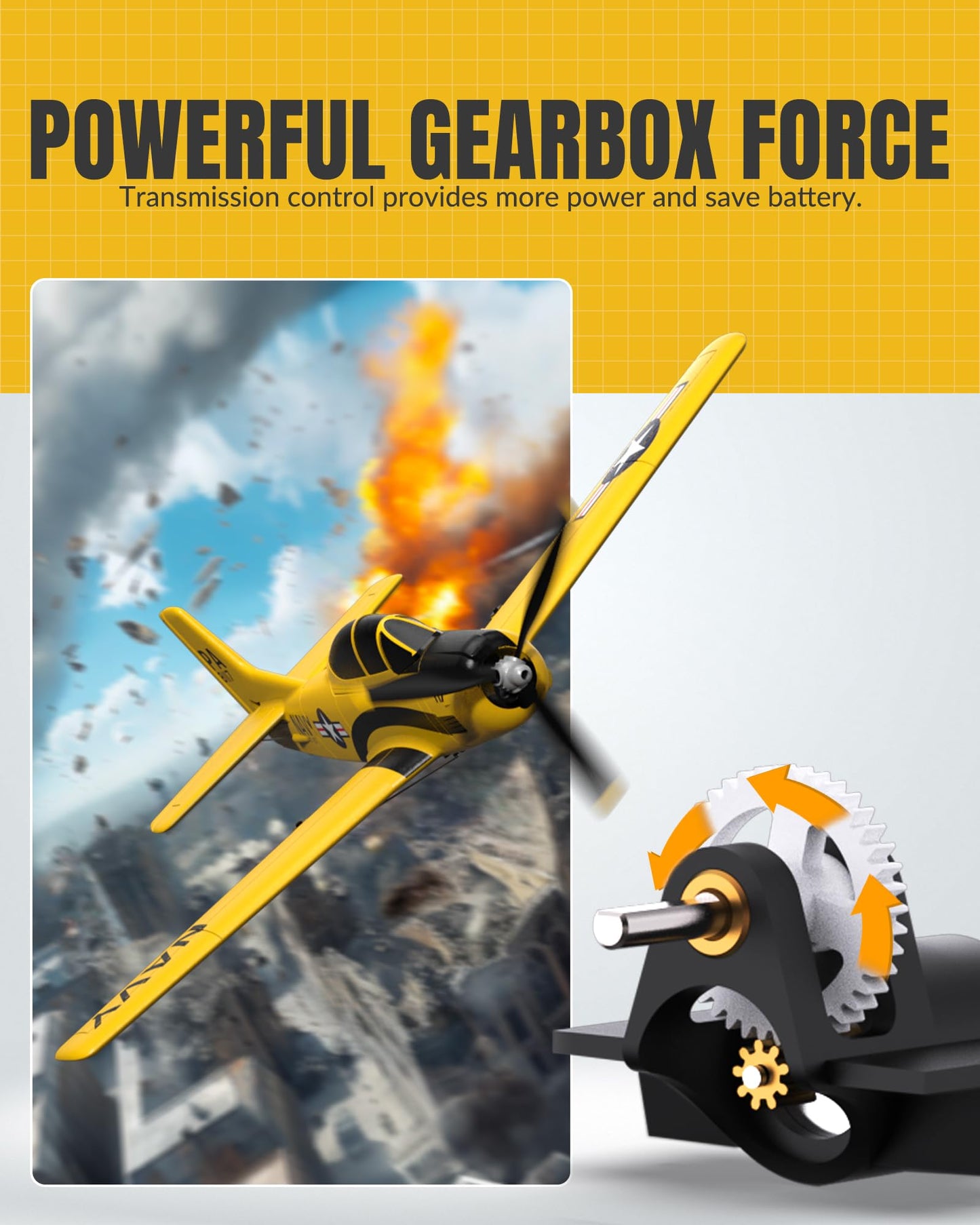 volantexrc RC Plane for Beginners, 4CH WWII RC Airplane T28 Trojan with Aileron, 2.4Ghz Remote Control Plane with Xpilot Self Righting&One Key Aerobatic for Adults (761-9 RTF Yellow)