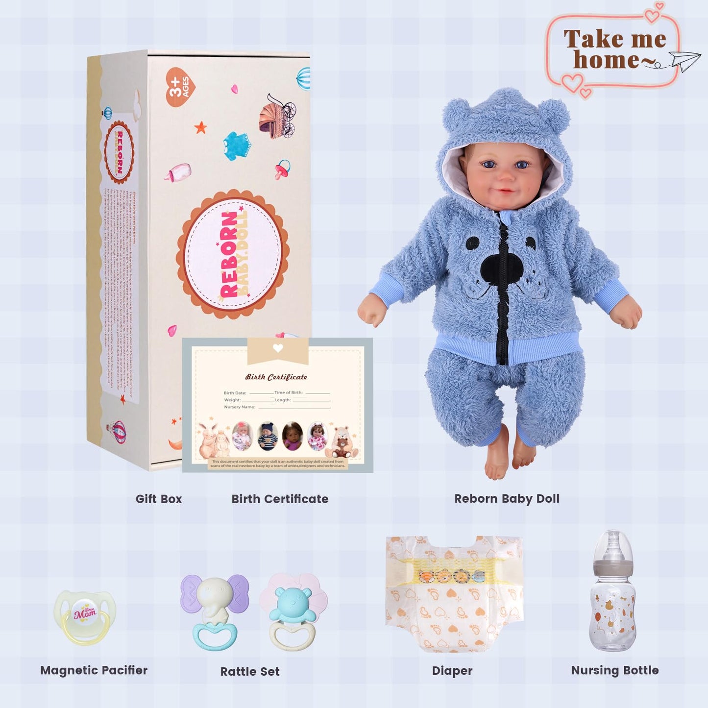 BABESIDE Lifelike Reborn Baby Dolls Boy - 18 Inch Realistic-Newborn Baby Doll, Soft Body Real Life Reborn with Accessories for Kids Age 3 +