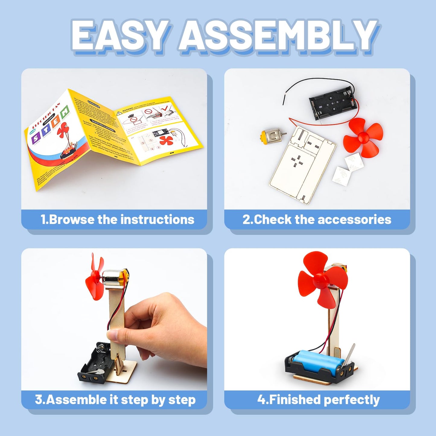 6 STEM Science Kits for Kids Age 8-12, STEM Building Toys for 8-10 Year Girls Boys Wood Crafts, Electric Fan Experiments Activities Circuit Projects, Bulk Gifts for Kids Classroom Party Favors