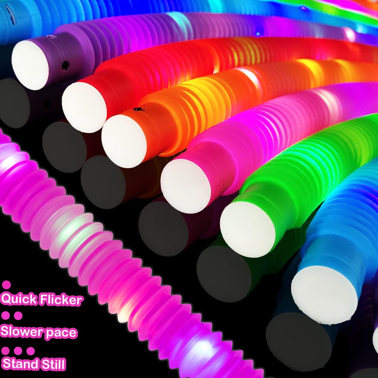 Glow Sticks Camping Essentials for Toddlers-6 PCS,Light Up Pop Tube Wand Toys Gifts for Kids,LED Bracelet Necklace Party Accessories,Fun Summer Outdoor Camp Games Activities Gear Stuff for Boys Girls