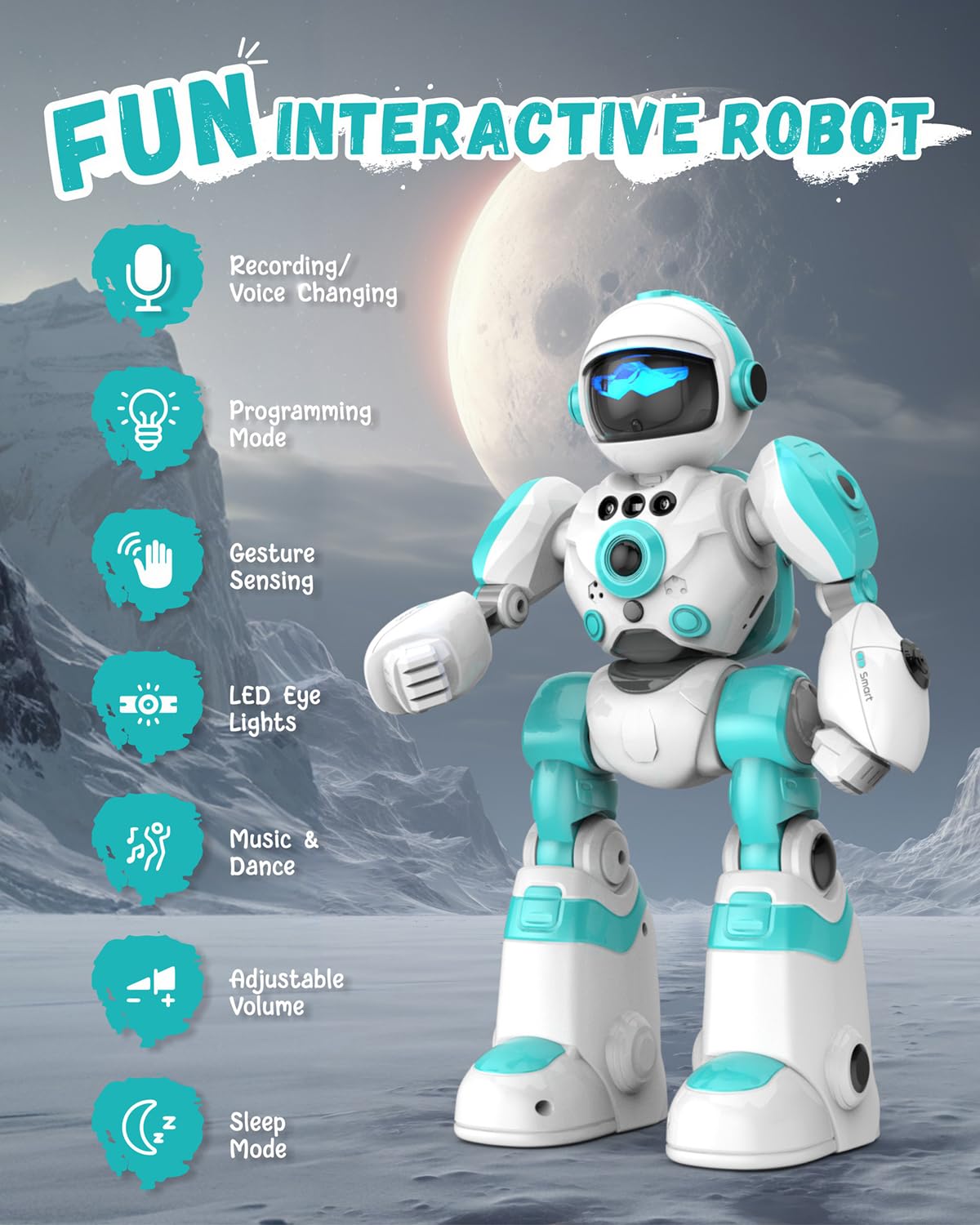 Oharsea Toys for 3-8 Year Old Boys and Girls, Rechargeable Robot Toys for Kids with Recording Voice, Programming, Gesture Sensing, Singing, Dancing, RC Robot Birthday Gifts for Boys and Girls