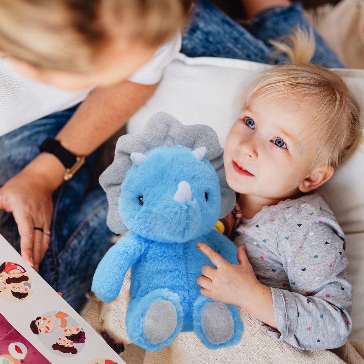 VANLINNY Dinosaur Stuffed Animals, Blue Dinosaurs Toy for Kids 3-5, Cute 9" Triceratops Stuffed Baby Plush, Soft and Comfort to Hug, Ideal Christmas Birthday Gift