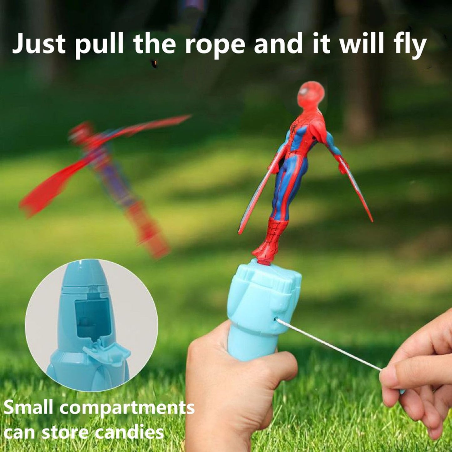AMBXDE 3Pcs Super Hero Launcher Cool Flying Drawstring Boys and Girls Indoor and Outdoor Toys Outdoor Games Birthday
