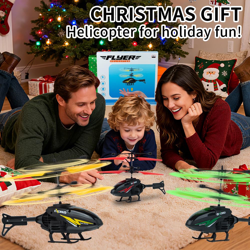 RC Helicopter, Remote Control Helicopter Toy for Kids with 10Mins Flight, Gesture Sensing Indoor Flying Helicopter Toys,3 Pack RC Airplane for Kids with Light,Birthday Gifts for Boys and Girls