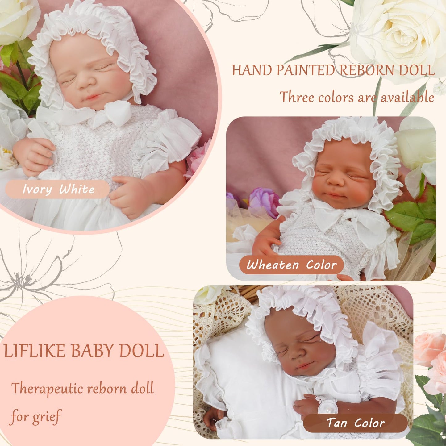 YaLuoQian Full Silicone Reborn Baby Doll, 20 Inch Lifelike Newborn Girl, Reborn Baby Dolls Silicone Full Body Sleeping for Therapy & Memory Keepsake