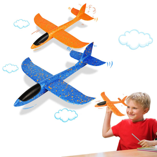 VCOSTORE 2 Pack Foam Airplanes for Kids, 13.3'' Throwing Foam Glider Planes Toys, Flying Styrofoam Kid Airplanes Toy for 3 4 5 6 7 8 9 10 11 12 Year Old Boys Girls with Outdoor Sports Play