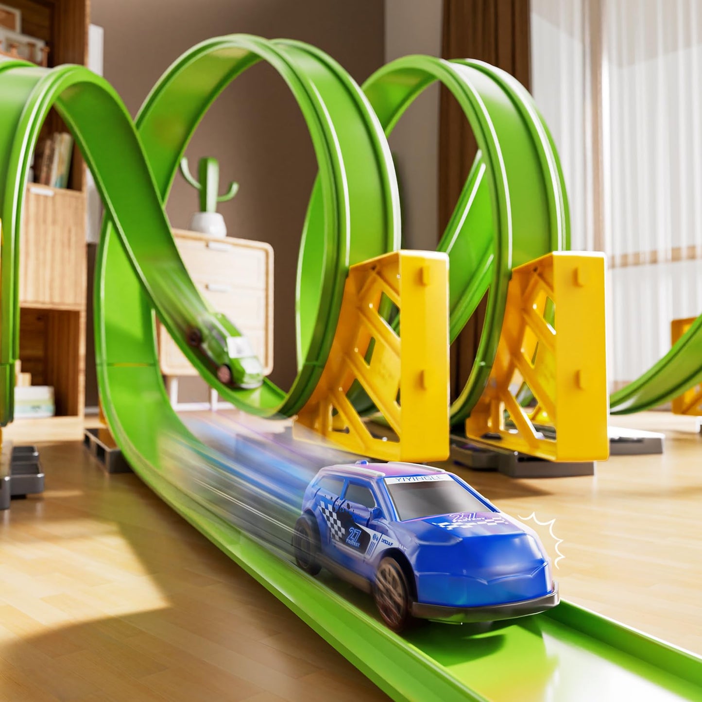 GOGIHCCH Race Track Car Set for Kids Ages 3-5 4-8, Toy Car Track Set for Boys 3+ with 5 Rotating Track, Race Car Track with 2 Small Cars, Boys Toy, Gifts Toys for Boys Girls 3 4 5 6 7 8