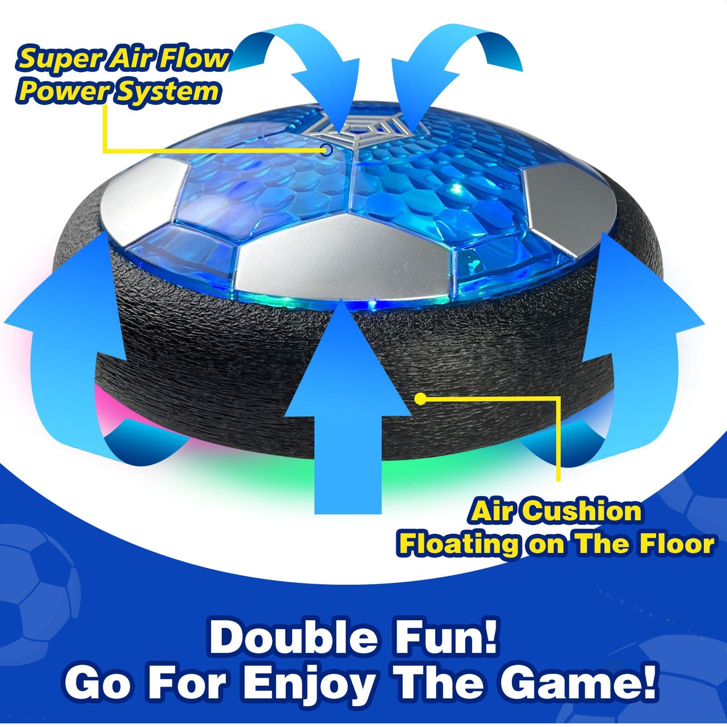 Foneso Hover Soccer Ball Toys for Boys Age 3-12, LED Light Up Air Floating Soccer Ball, Indoor Outdoor Active Play Toy, Birthday for Kids Toddlers Teens (2 in 1 Set)