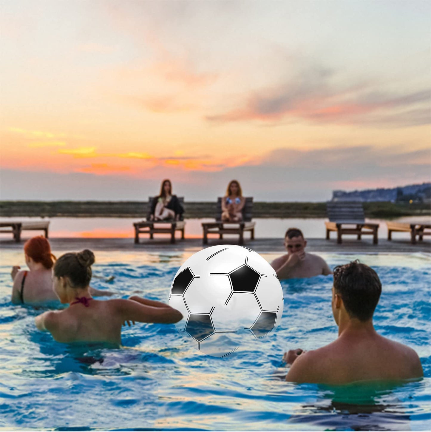 JEKAVA Beach Balls 3Pack - 27" Inflatable Soccer Balls Giant Inflatable Balls, Jumbo Pool Toys Beach Soccer Balls Summer Party Favors Swimming Pool Ball Outdoor Water Game Party Supplies