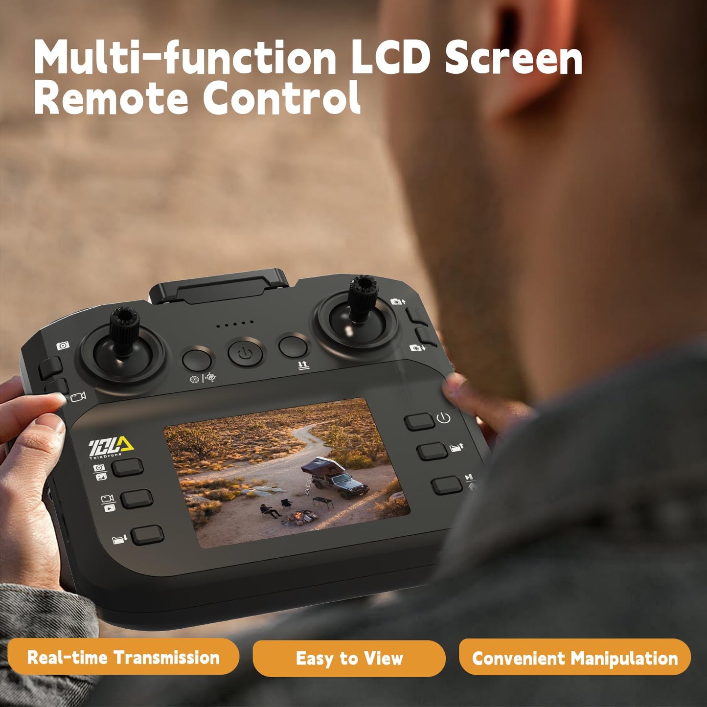 Toladrone TD12LCD Drone with LCD Screen Remote Control Brushless Motor WiFi Real-time Transmission Drones for Adults Drone with Camera Foldable Quadcopter for Beginners