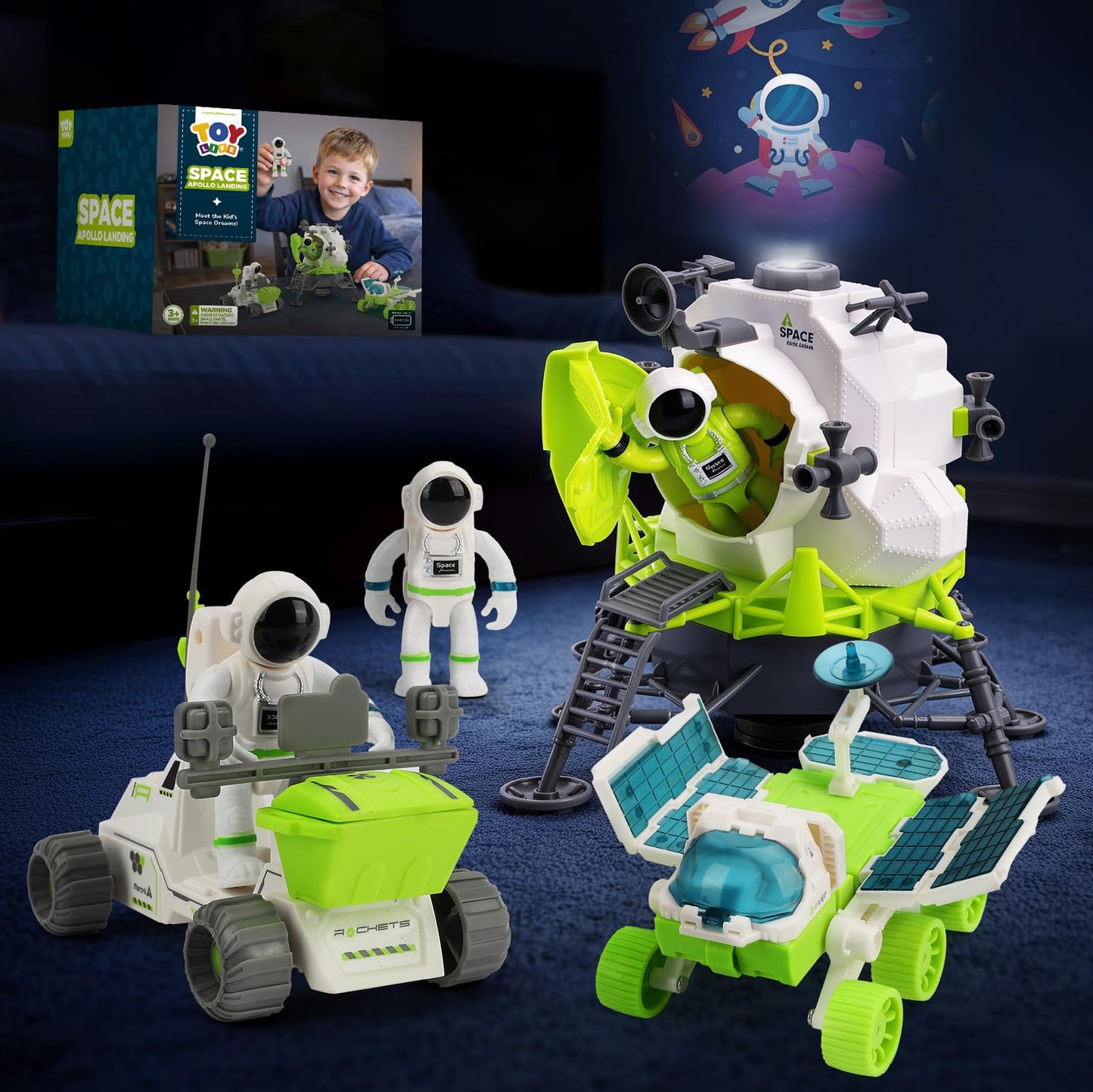TOY Life Lunar Space Toy for Kids 3-5, Rocket Ship Toy with Astronaut Toys, Space Adventure Rocket Set, Spaceship Toys for Kids, Rocketship Toys for Boys and Girls 5-8, Space Toys