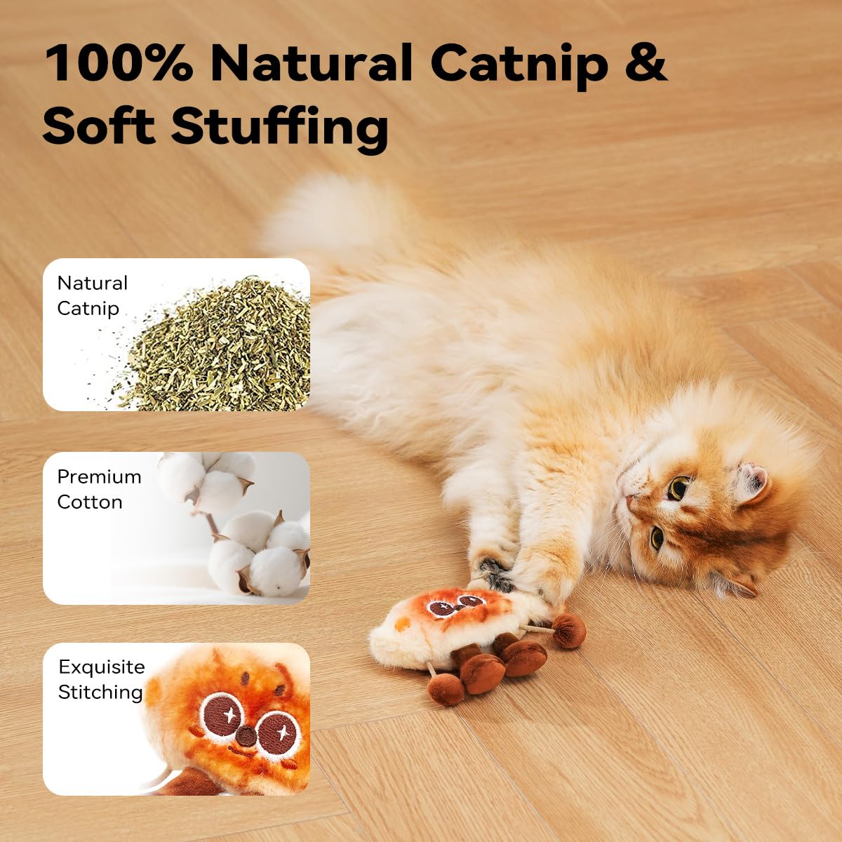 Petgravity Jumpy Shrimp Taiyaki Electric Cat Toy, 2 Pack, Tap-Activated 3 Moving Modes Interactive Cat Toys, Exercise Toy for Indoor Cats Kitten with Catnip, Rechargeable